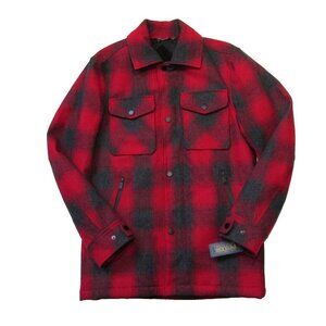 NWT Pendleton Men's Longmont in Red Ombre Plaid Wool Blend Shirt Jacket S